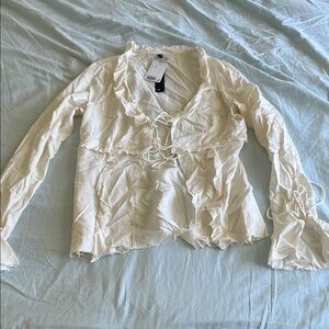 H&M Divided Linen Blend Cream Women's Top